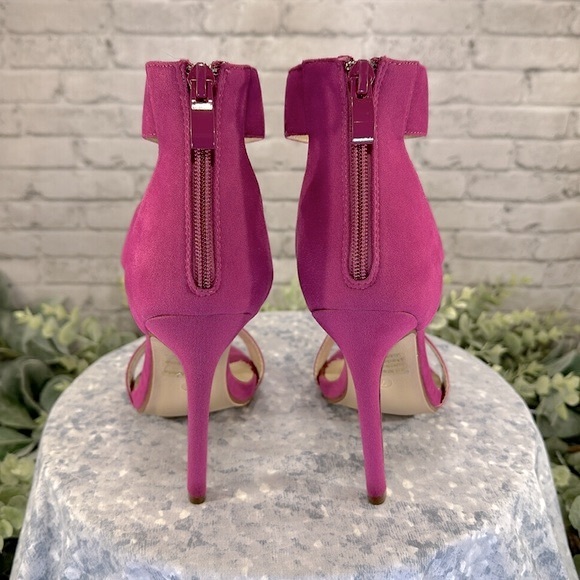 Atrevida Fuchsia 3-Band Open Toe Cut-Out Deco Fringe Stilettos WMS 7M💖NWOT - Picture 6 of 11